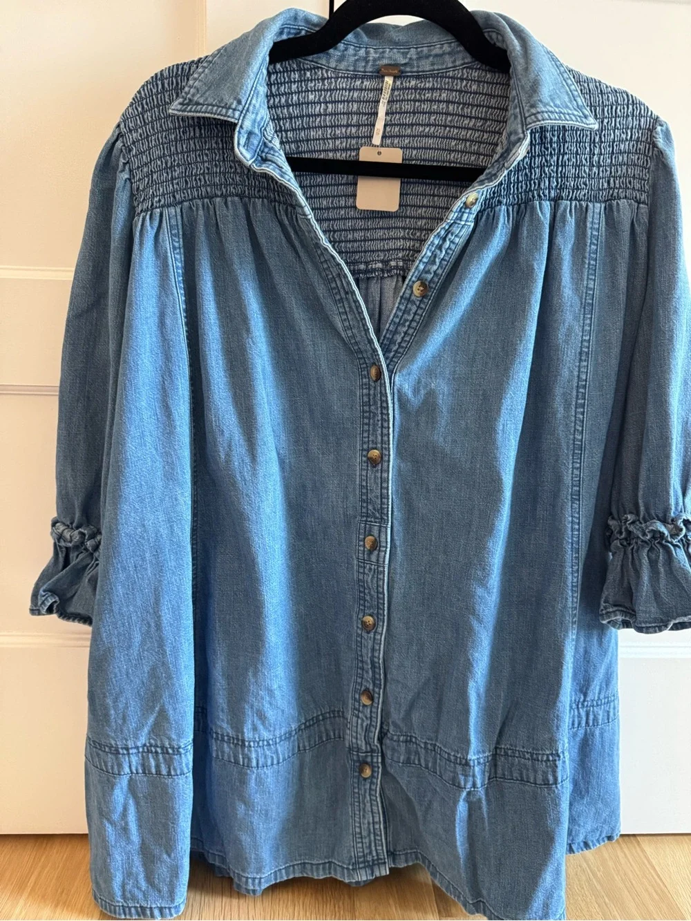 Free People Light Blue Denim Button-Up dress XS - Picture 1 of 6